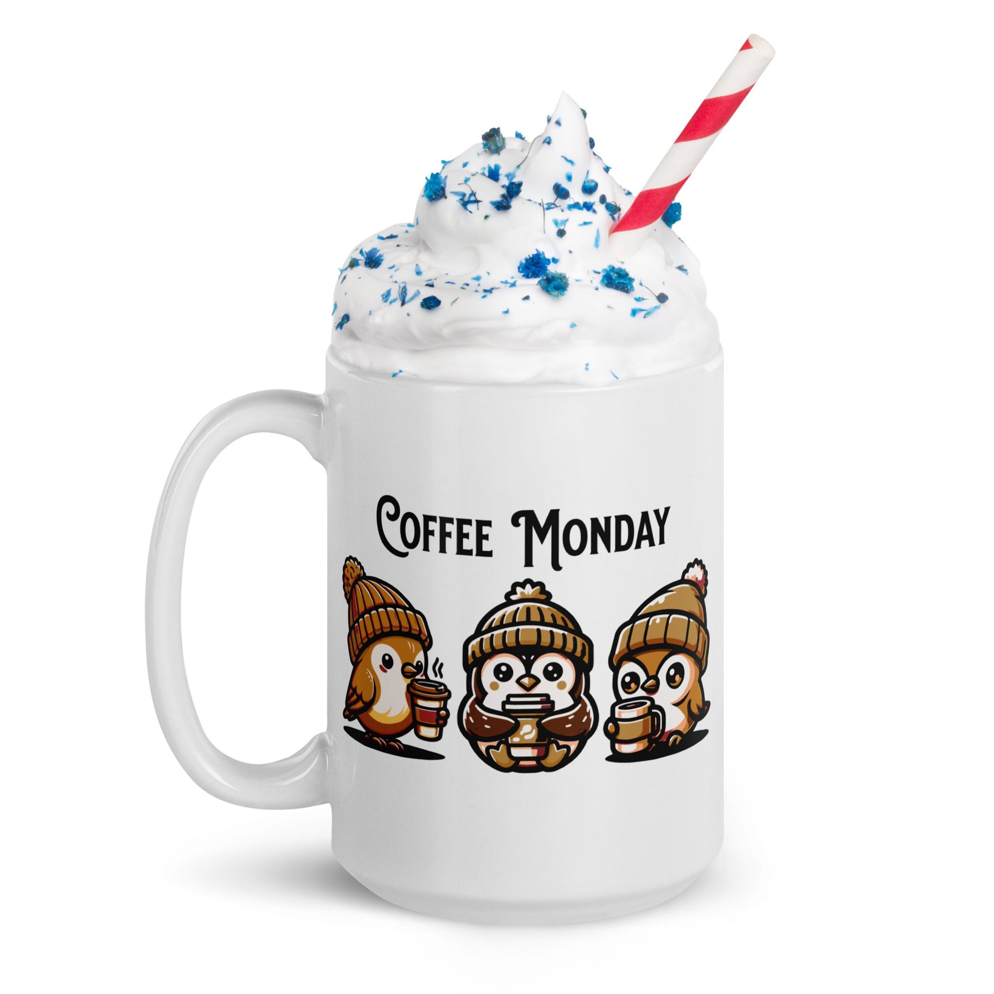 Coffee Monday (Brown) White Glossy Mug (11 oz. 15 oz, 20 oz) - Mugs - Discovery Co.