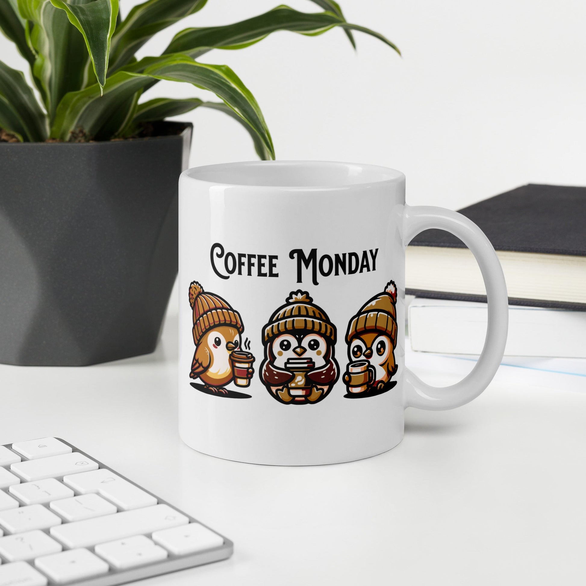 Coffee Monday (Brown) White Glossy Mug (11 oz. 15 oz, 20 oz) - Mugs - Discovery Co.