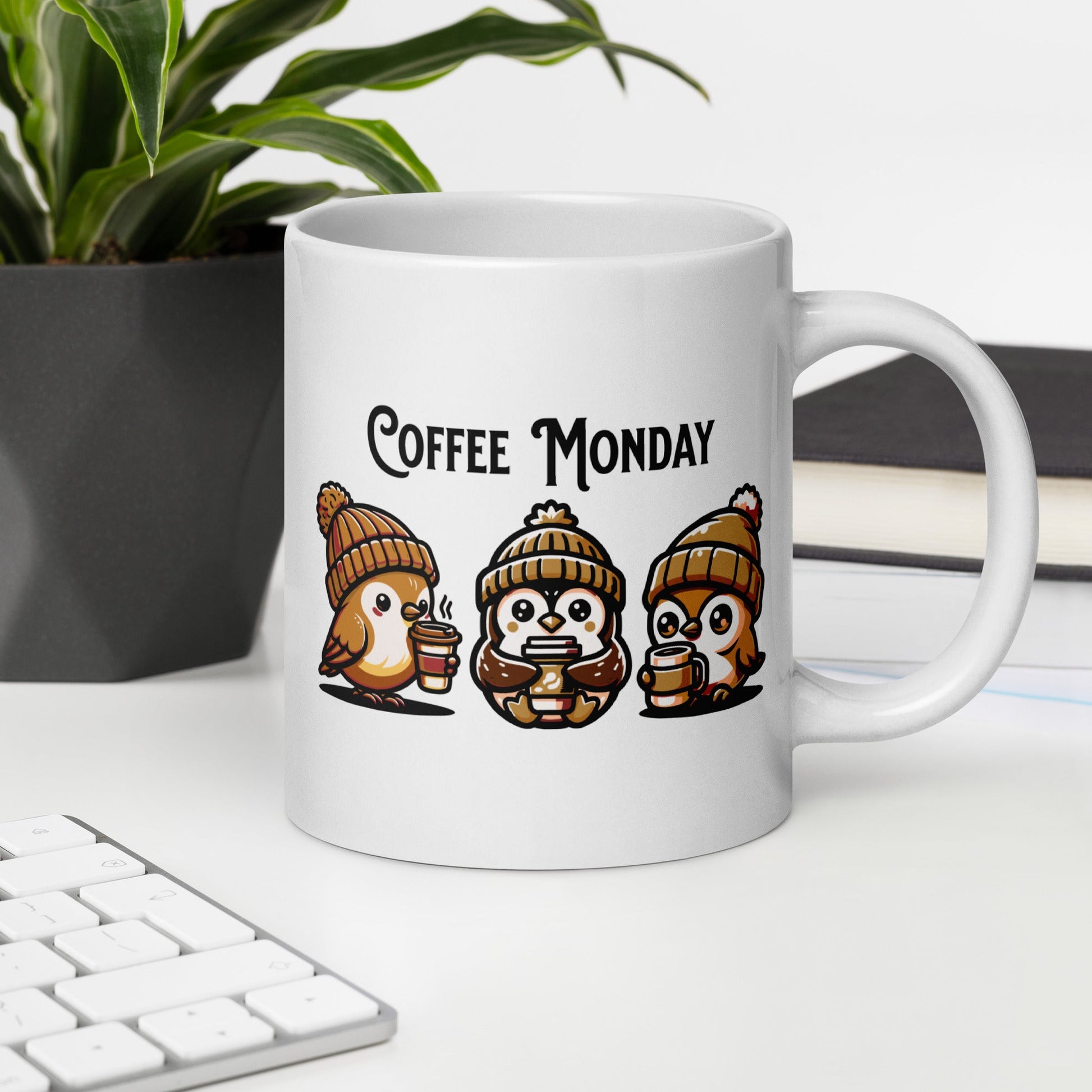 Coffee Monday (Brown) White Glossy Mug (11 oz. 15 oz, 20 oz) - Mugs - Discovery Co.