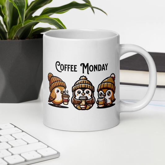 Coffee Monday (Brown) White Glossy Mug (11 oz. 15 oz, 20 oz) - Mugs - Discovery Co.