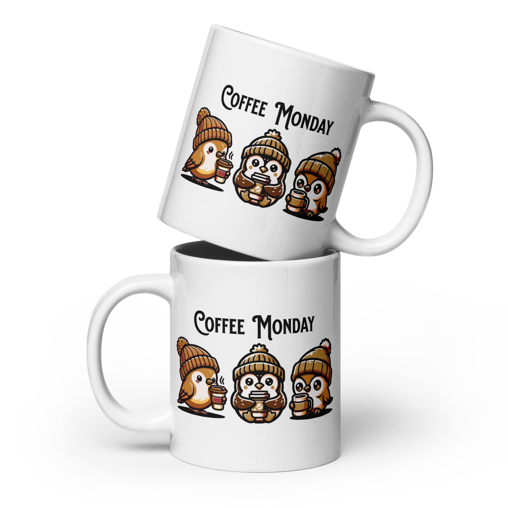 Coffee Monday (Brown) White Glossy Mug (11 oz. 15 oz, 20 oz) - Mugs - Discovery Co.