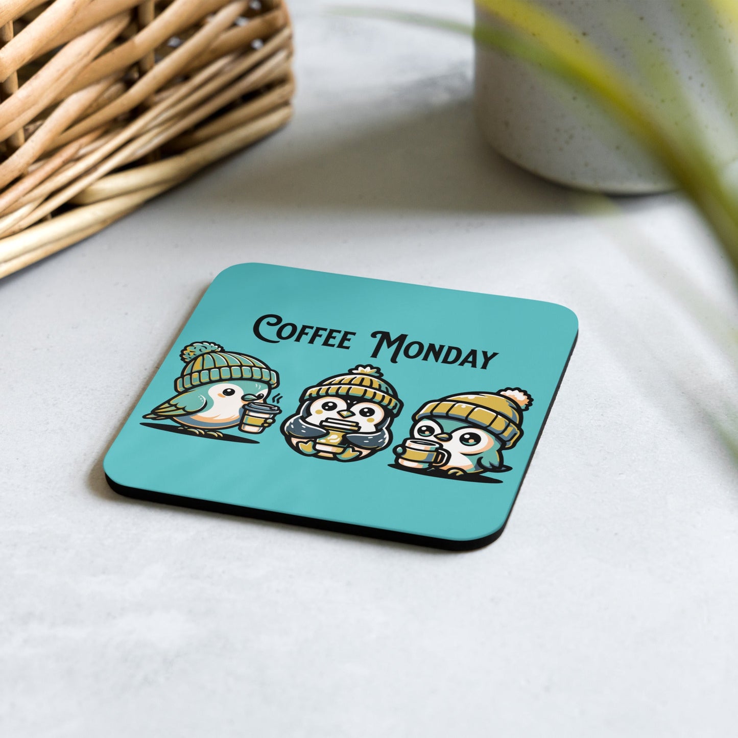 Coffee Monday (Green) Cork - Back Coaster - Coasters - Discovery Co.