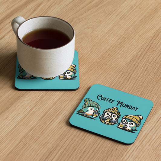 Coffee Monday (Green) Cork - Back Coaster - Coasters - Discovery Co.