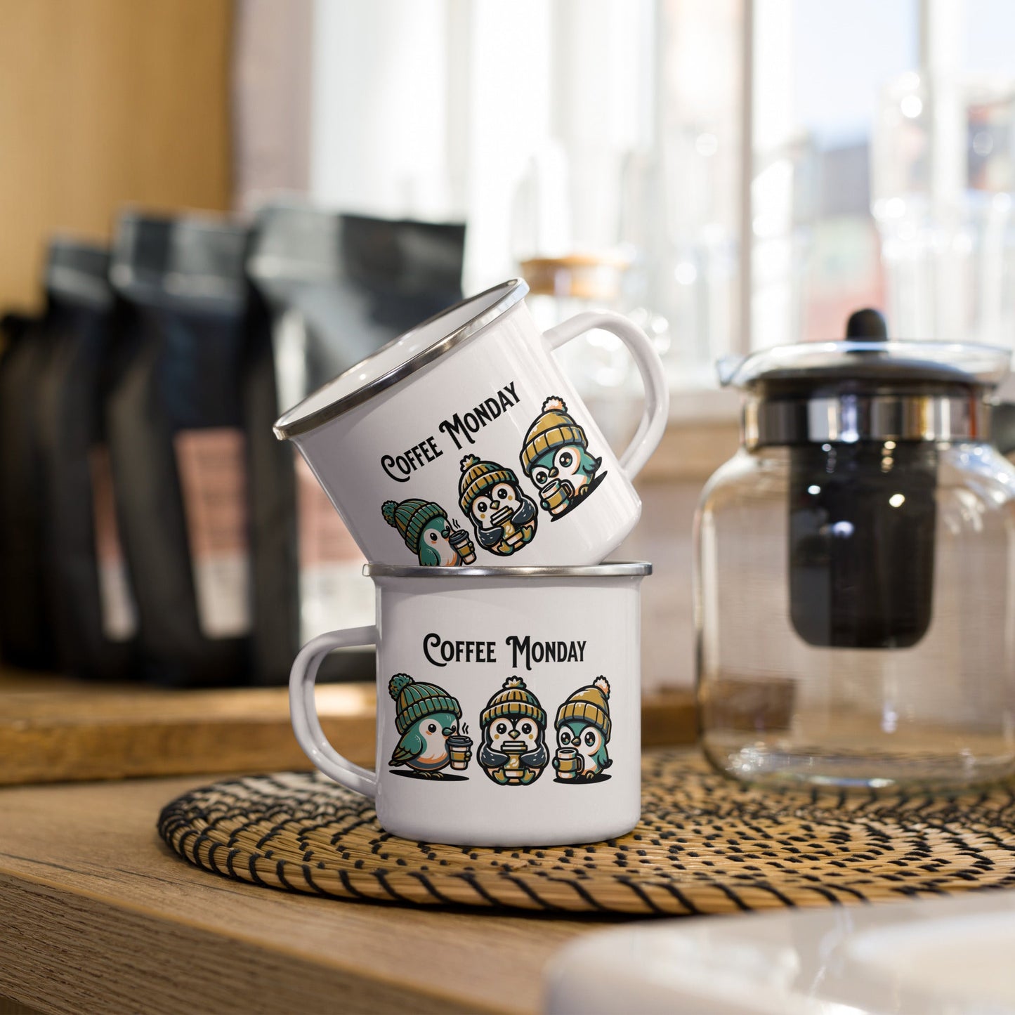 Coffee Monday (Green) Enamel Mug - Mugs - Discovery Co.