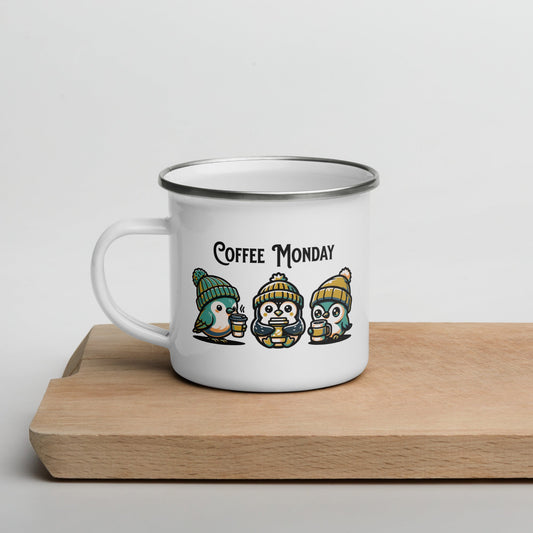 Coffee Monday (Green) Enamel Mug - Mugs - Discovery Co.