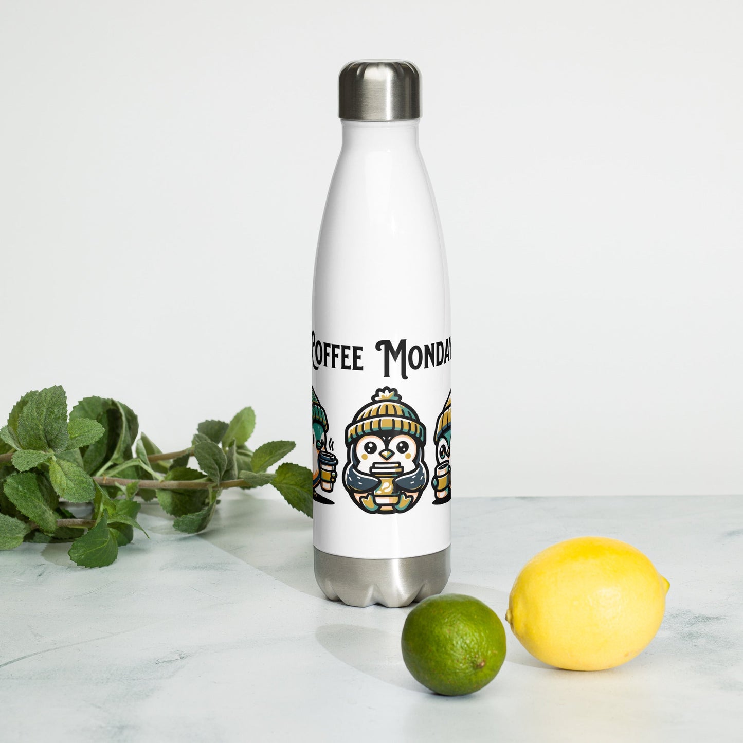 Coffee Monday (Green) Stainless Steel Water Bottle - Stainless Steel Water Bottle - Discovery Co.