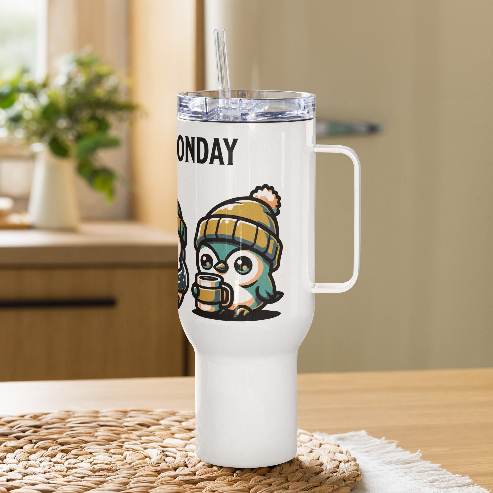 Coffee Monday (Green) Travel Mug With Handle (25 oz and 40 oz) - Travel Mug - Discovery Co.