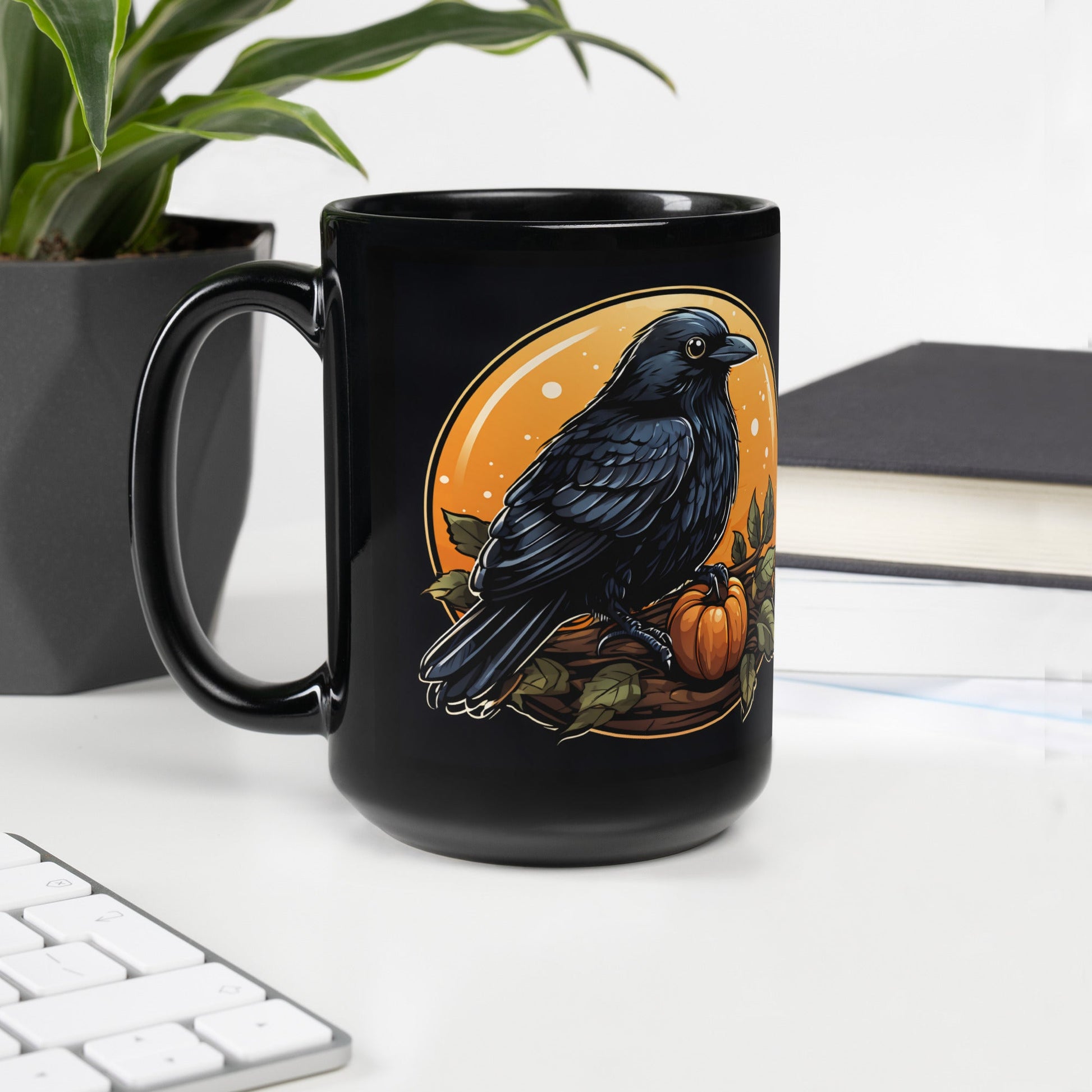 Crow Black Glossy Mug (11 oz, 15 oz) - Mugs - Discovery Co.