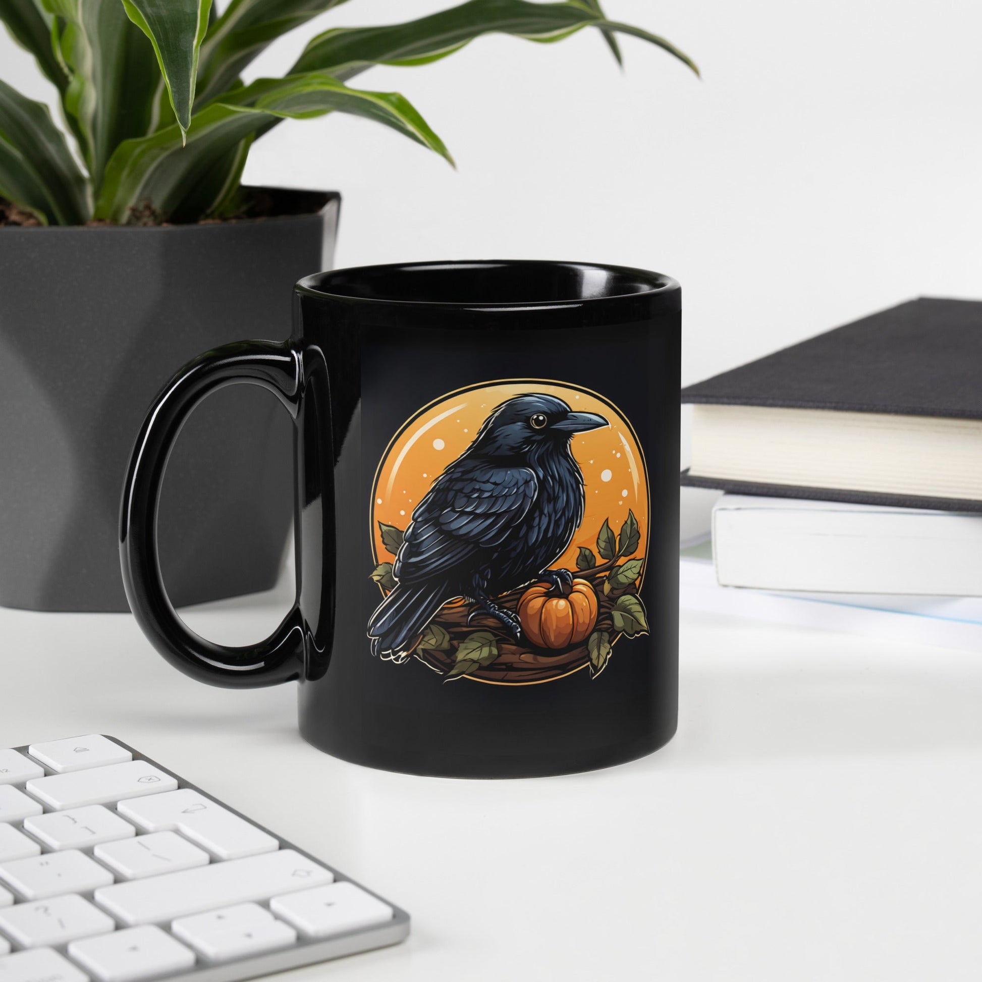 Crow Black Glossy Mug (11 oz) - Mugs - Discovery Co.