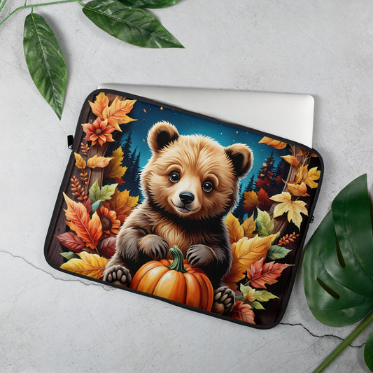 Cute Bear With Pumpkin Laptop Sleeve - Laptop Cases - Discovery Co.