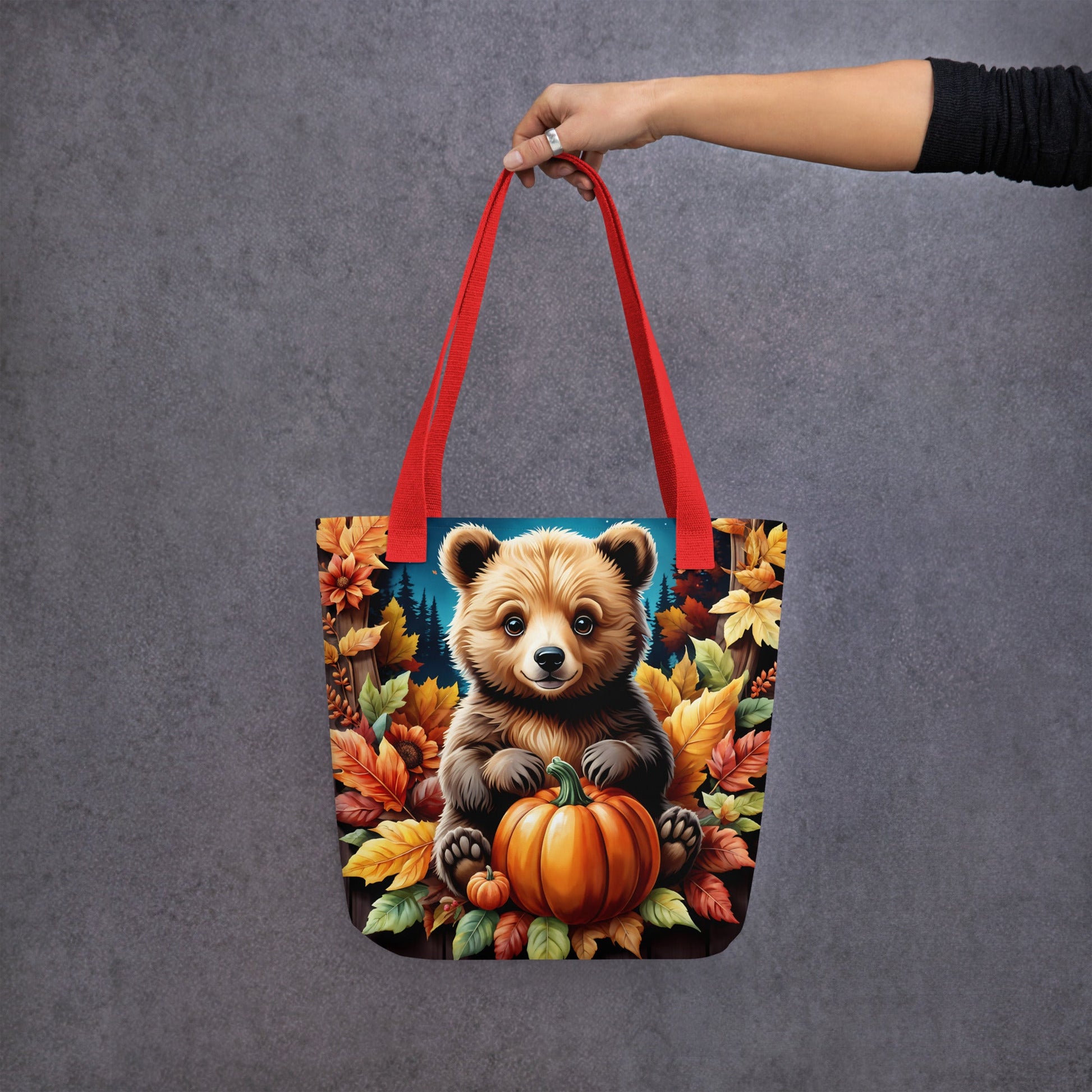 Cute Bear With Pumpkins Tote Bag - Tote Bags - Discovery Co.