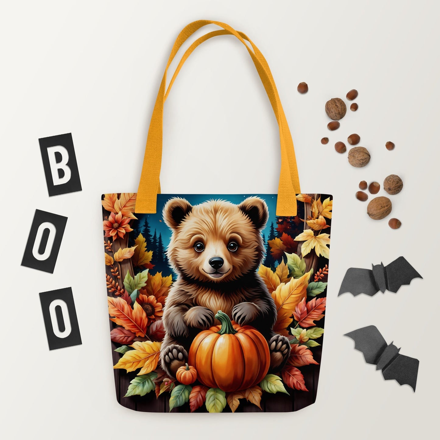 Cute Bear With Pumpkins Tote Bag - Tote Bags - Discovery Co.