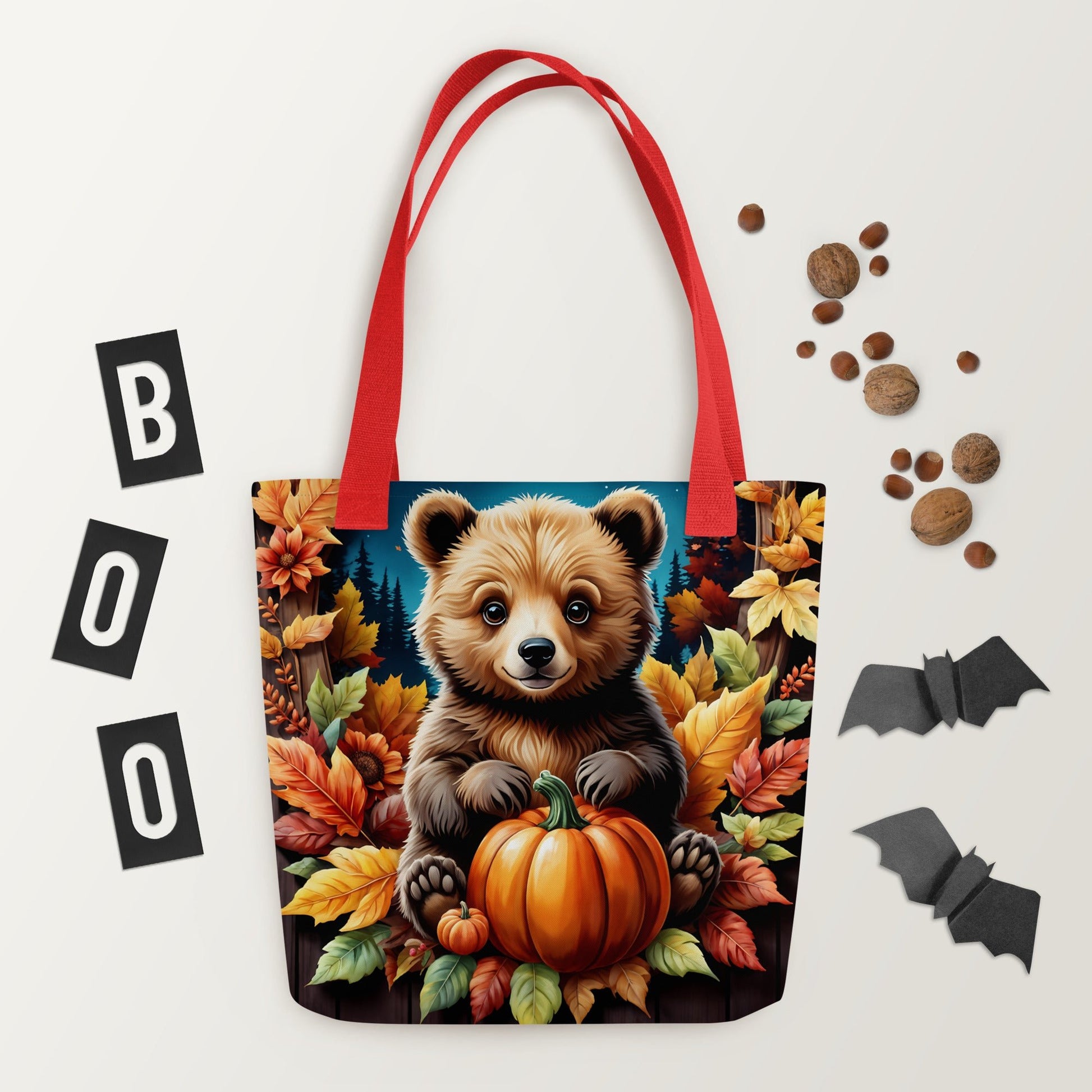 Cute Bear With Pumpkins Tote Bag - Tote Bags - Discovery Co.