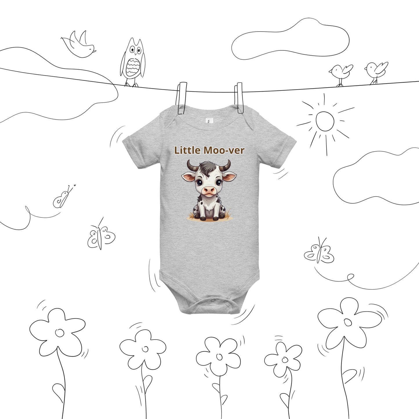 Cute Calf "Little Moo-ver" Baby Short Sleeve One Piece - Baby & Toddler Apparel - Discovery Co.