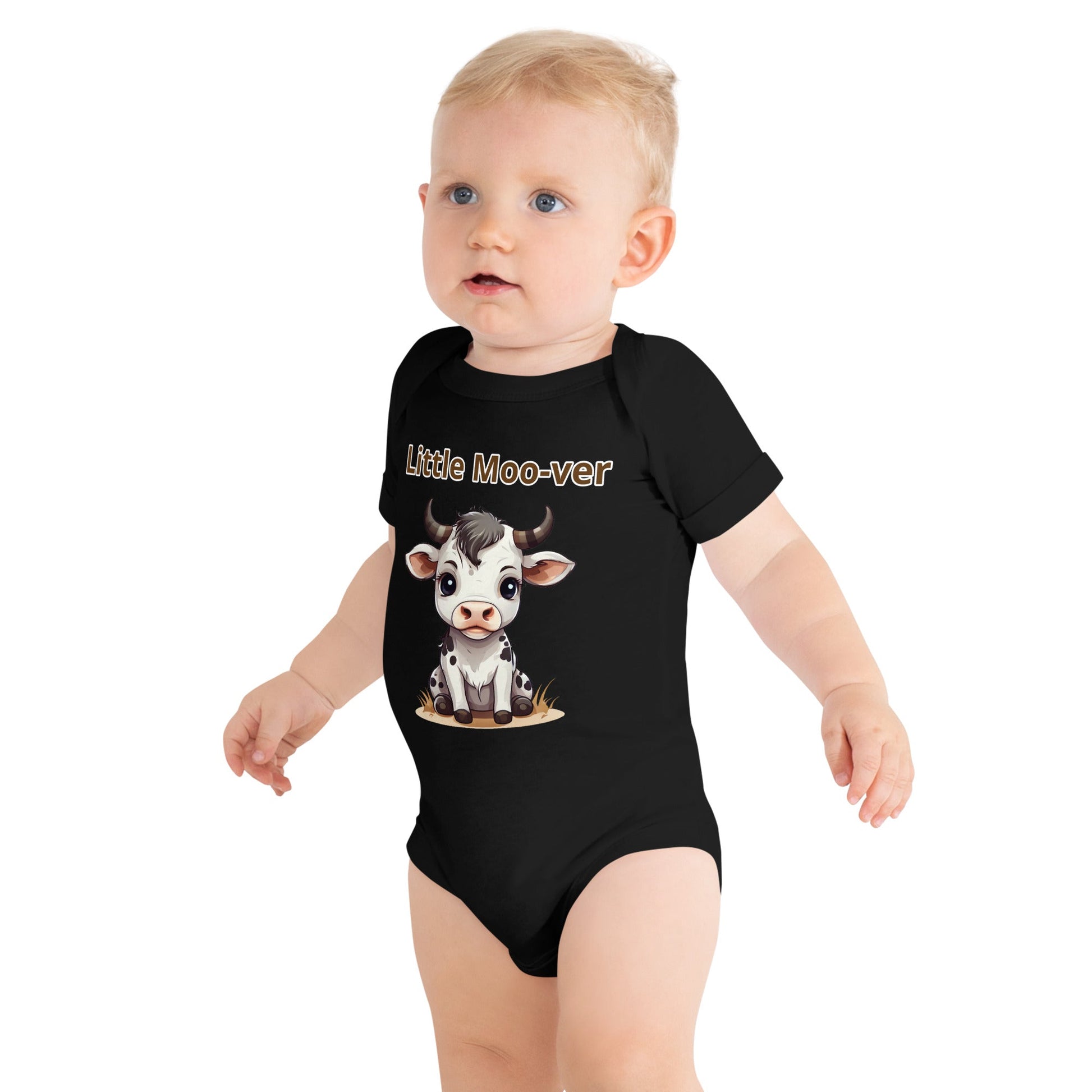 Cute Calf "Little Moo-ver" Baby Short Sleeve One Piece - Baby & Toddler Apparel - Discovery Co.