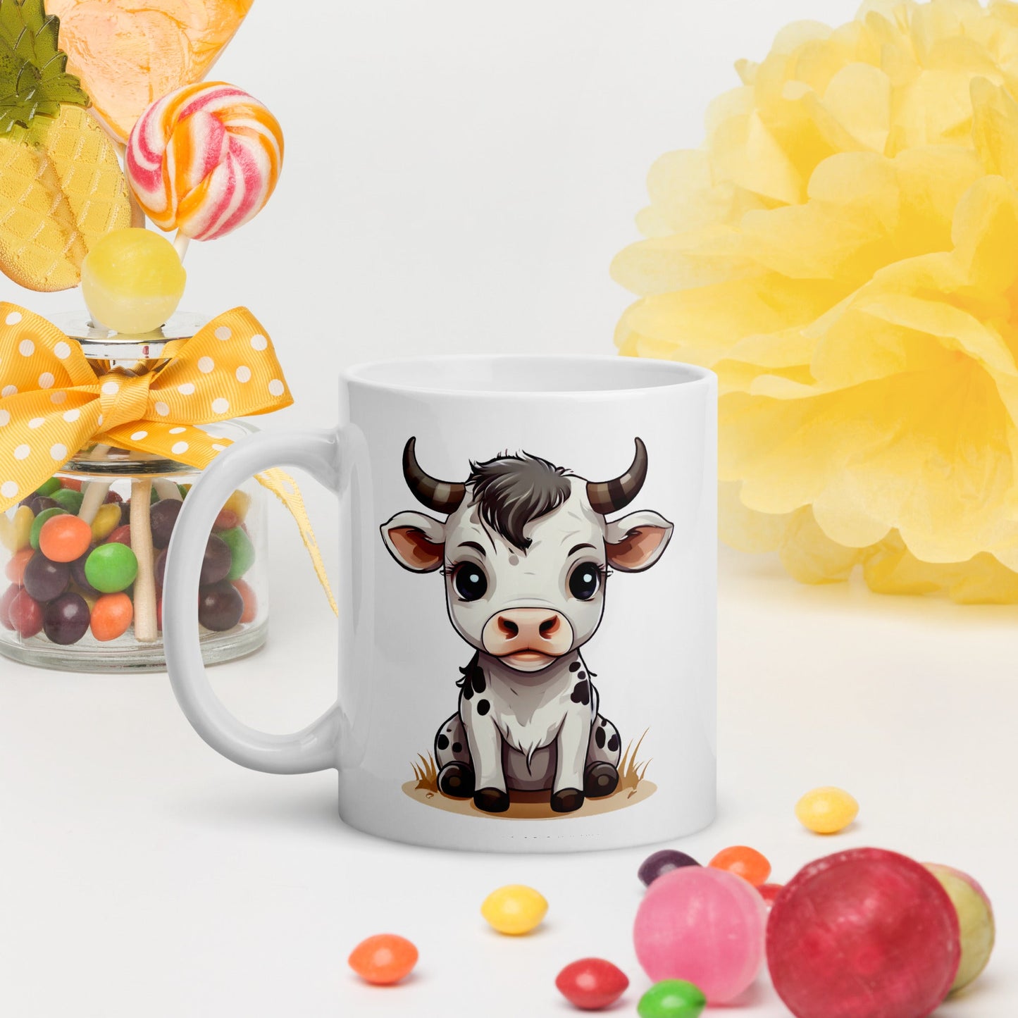 Cute Calf White Glossy Mug (11 oz, 15 oz, 20 oz) - Mugs - Discovery Co.