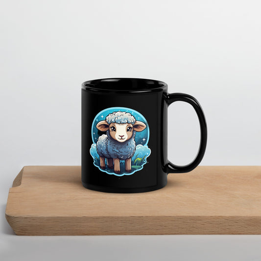 Cute Lamb Black Glossy Mug (11 oz, 15 oz) - Mugs - Discovery Co.