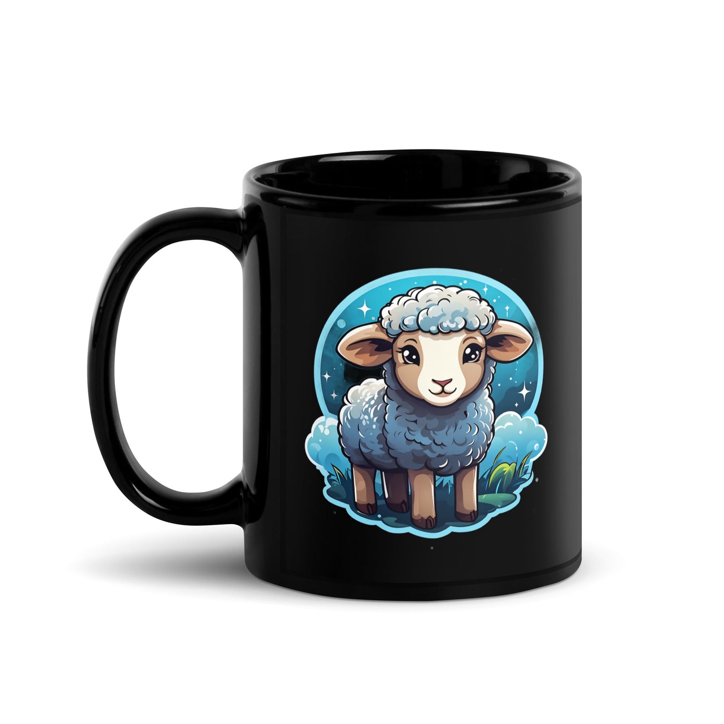 Cute Lamb Black Glossy Mug (11 oz) - Mugs - Discovery Co.