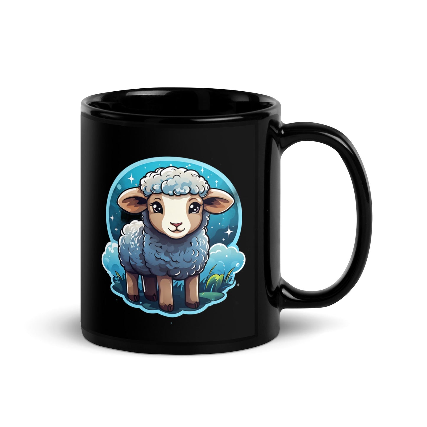 Cute Lamb Black Glossy Mug (11 oz) - Mugs - Discovery Co.