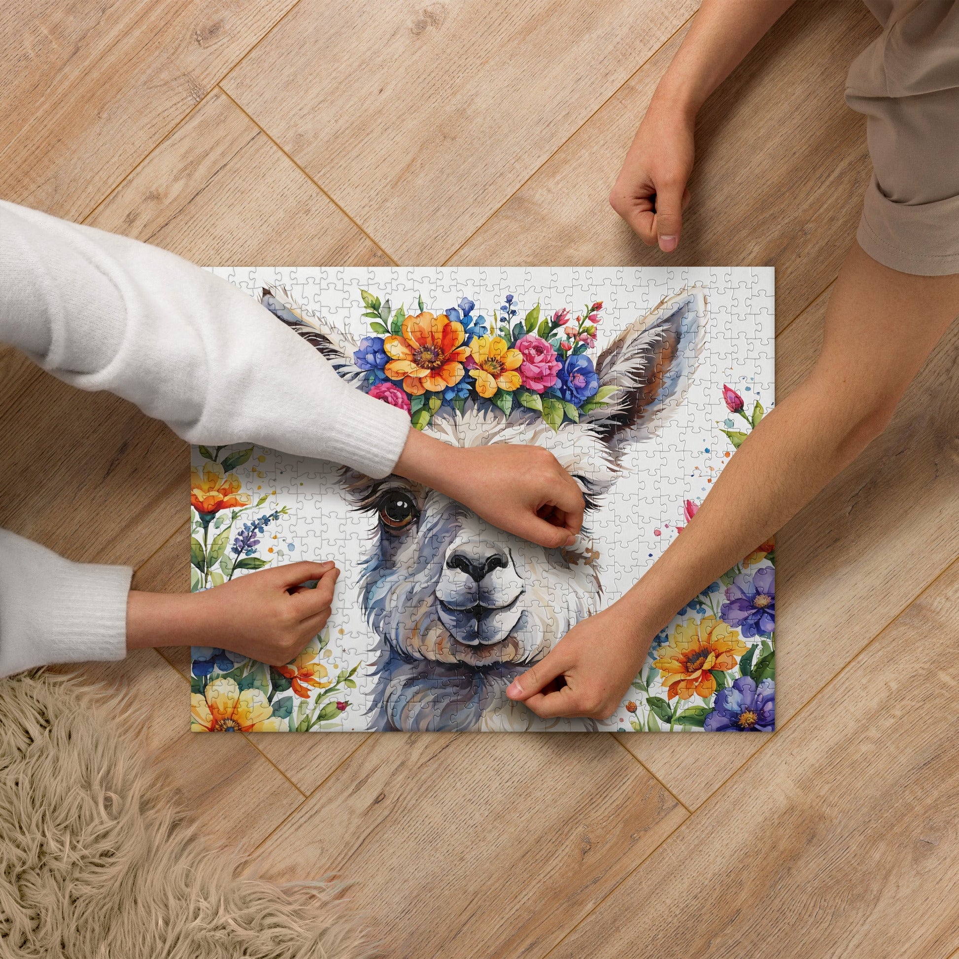 Cute Llama With Flowers Jigsaw Puzzle - Puzzle - Discovery Co.