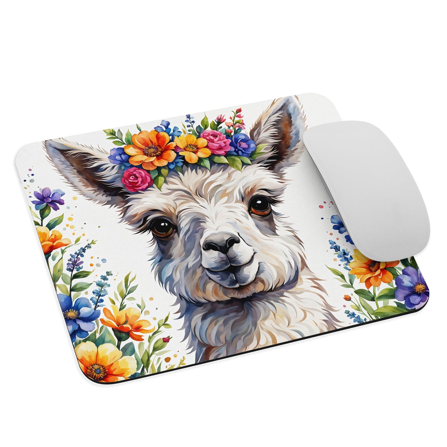 Cute Llama With Flowers Mouse Pad - Mouse Pads - Discovery Co.