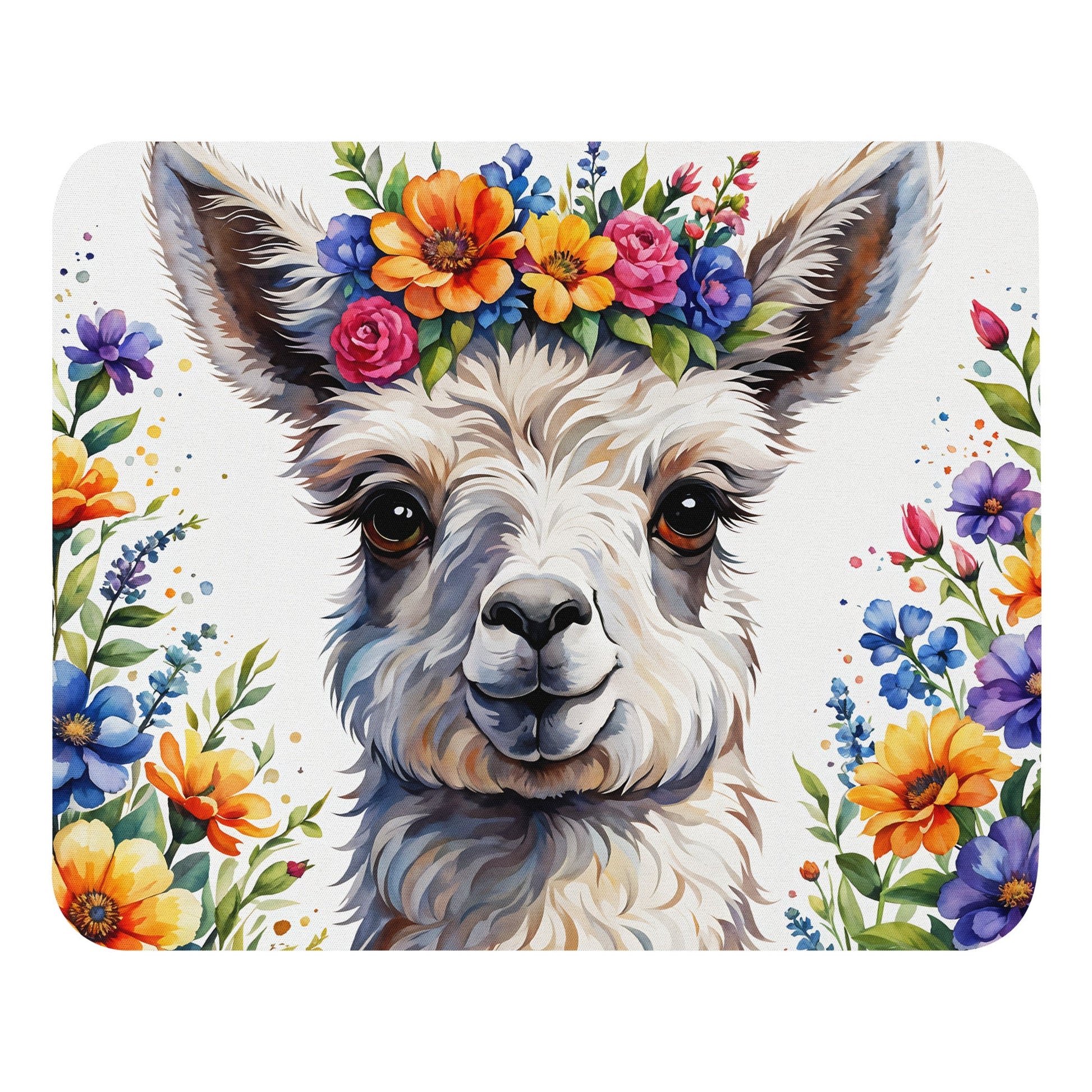 Cute Llama With Flowers Mouse Pad - Mouse Pads - Discovery Co.