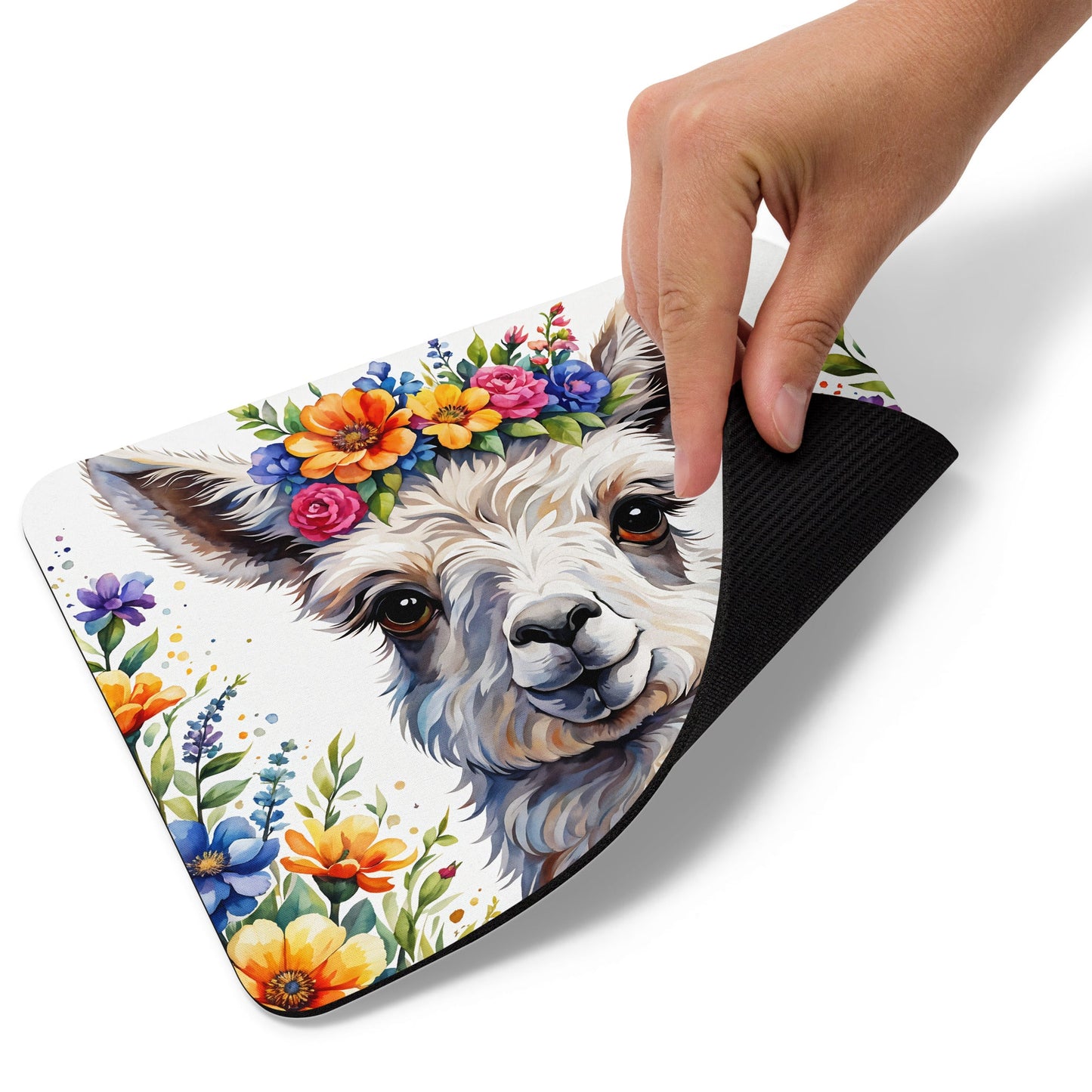 Cute Llama With Flowers Mouse Pad - Mouse Pads - Discovery Co.