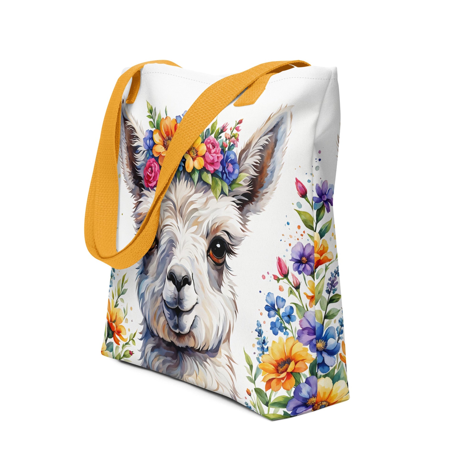 Cute Llama With Flowers Tote Bag - Tote Bags - Discovery Co.