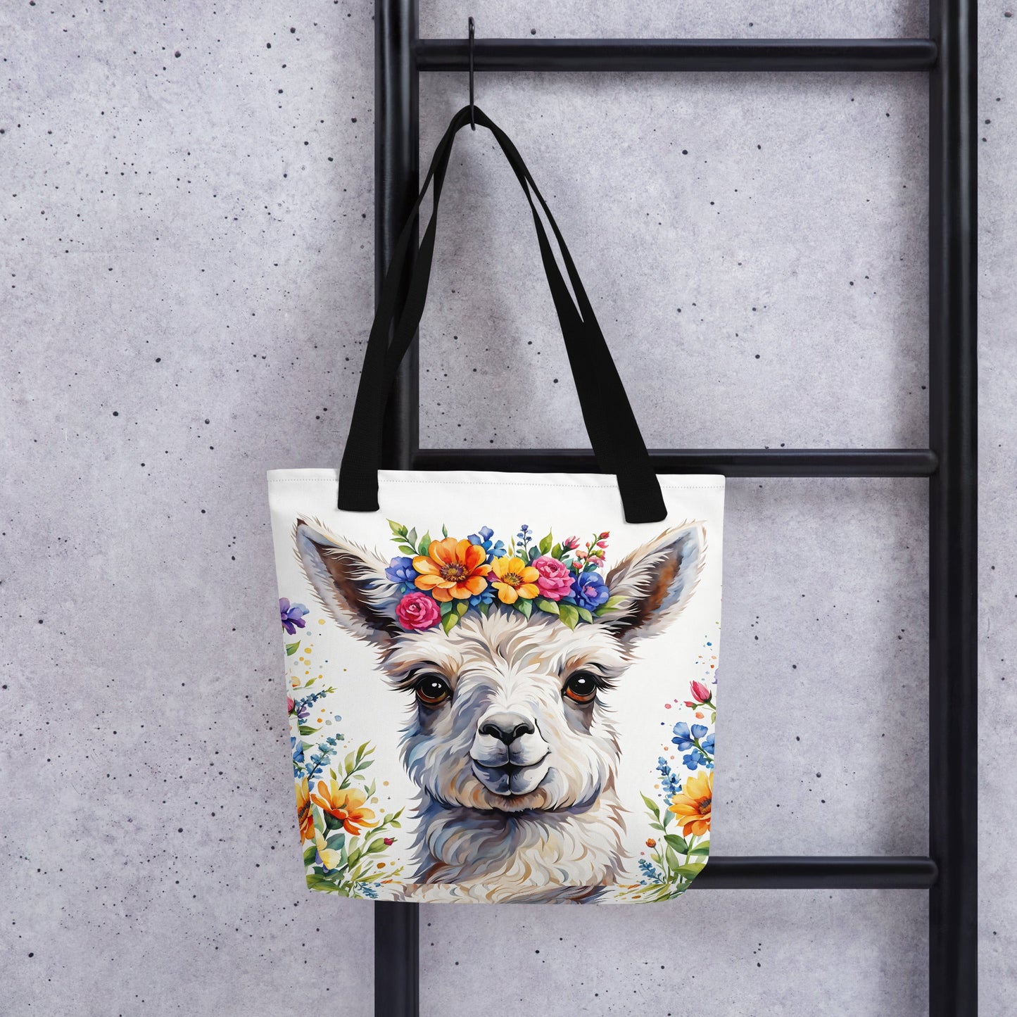 Cute Llama With Flowers Tote Bag - Tote Bags - Discovery Co.