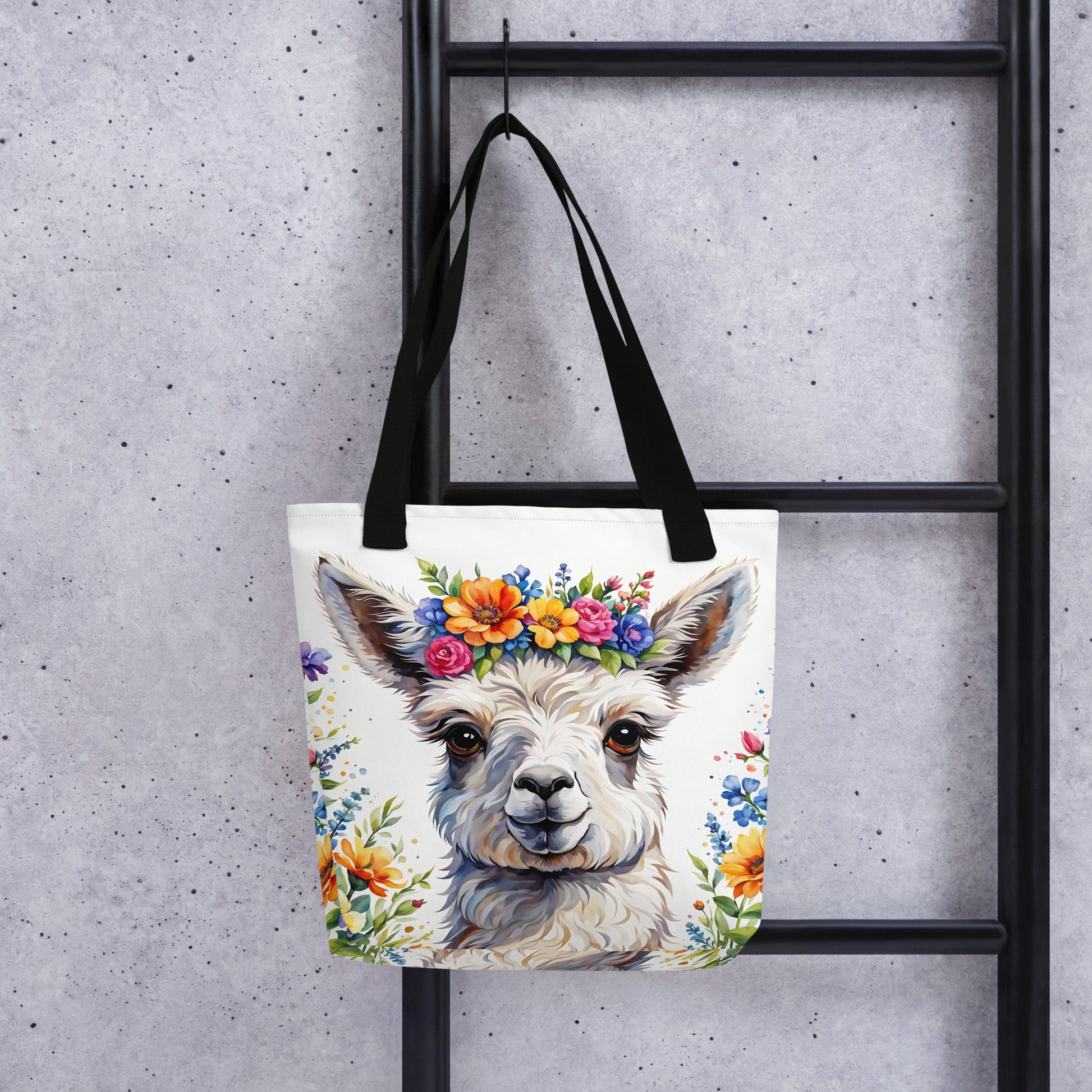 Cute Llama With Flowers Tote Bag - Tote Bags - Discovery Co.