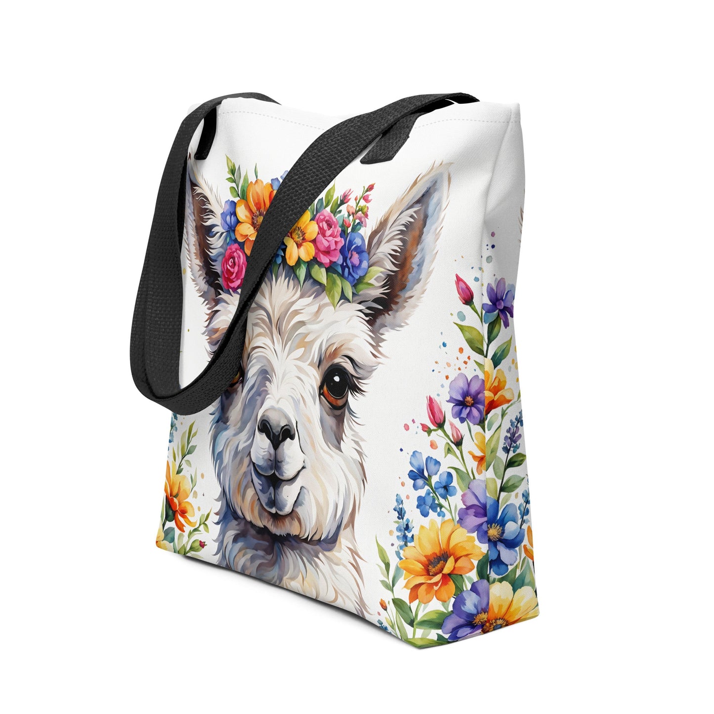 Cute Llama With Flowers Tote Bag - Tote Bags - Discovery Co.