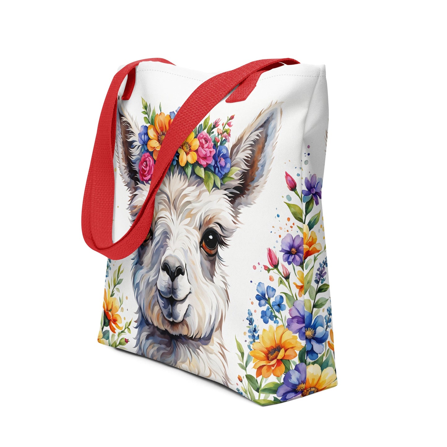 Cute Llama With Flowers Tote Bag - Tote Bags - Discovery Co.
