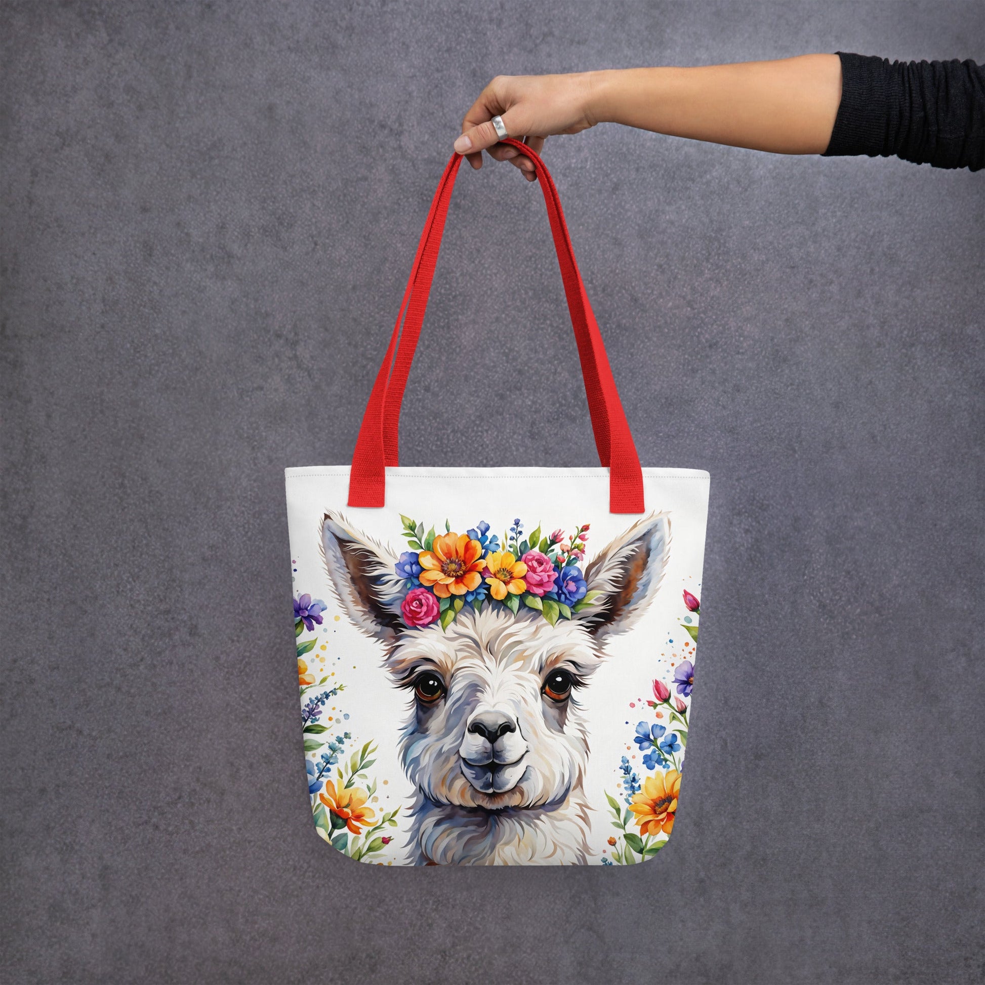 Cute Llama With Flowers Tote Bag - Tote Bags - Discovery Co.