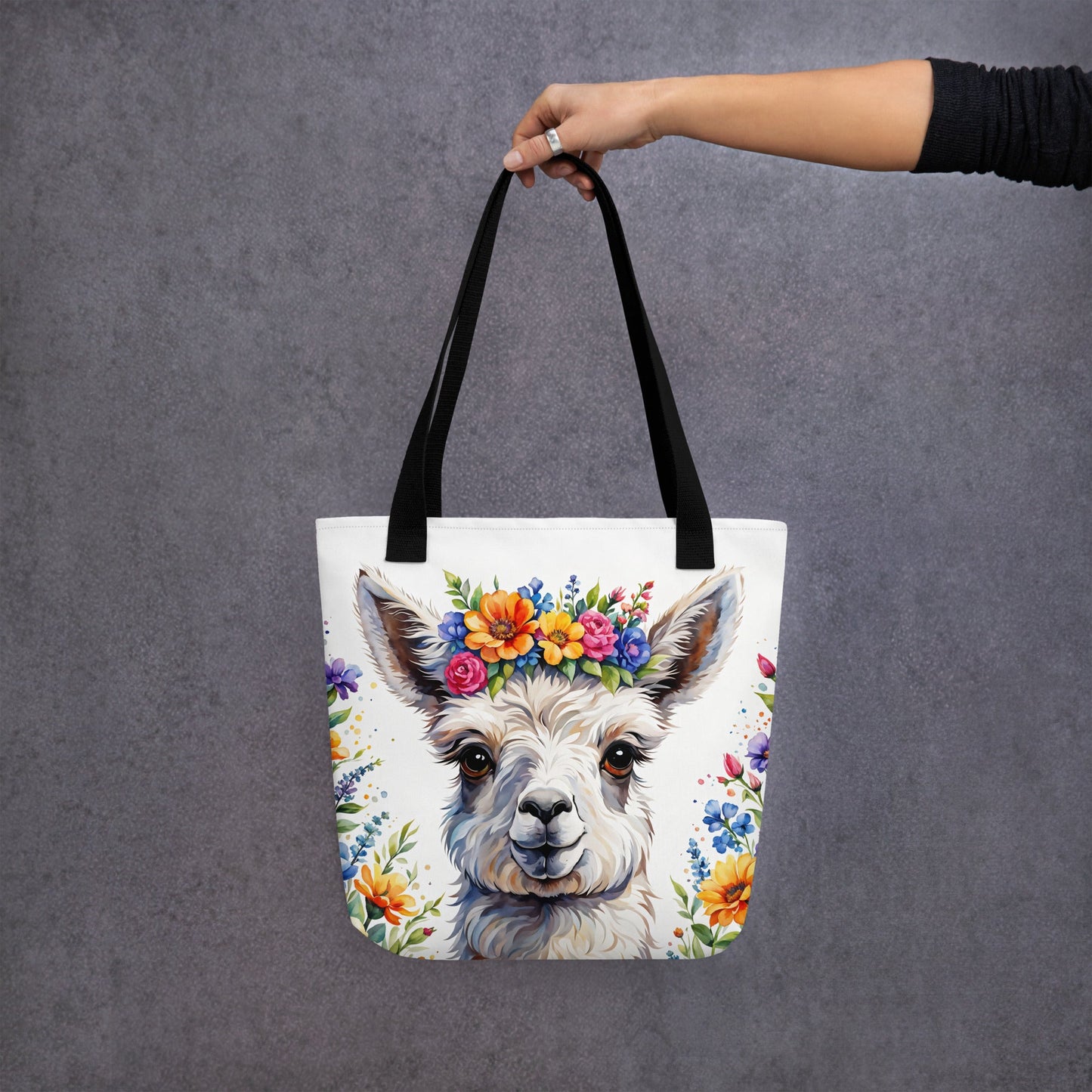 Cute Llama With Flowers Tote Bag - Tote Bags - Discovery Co.