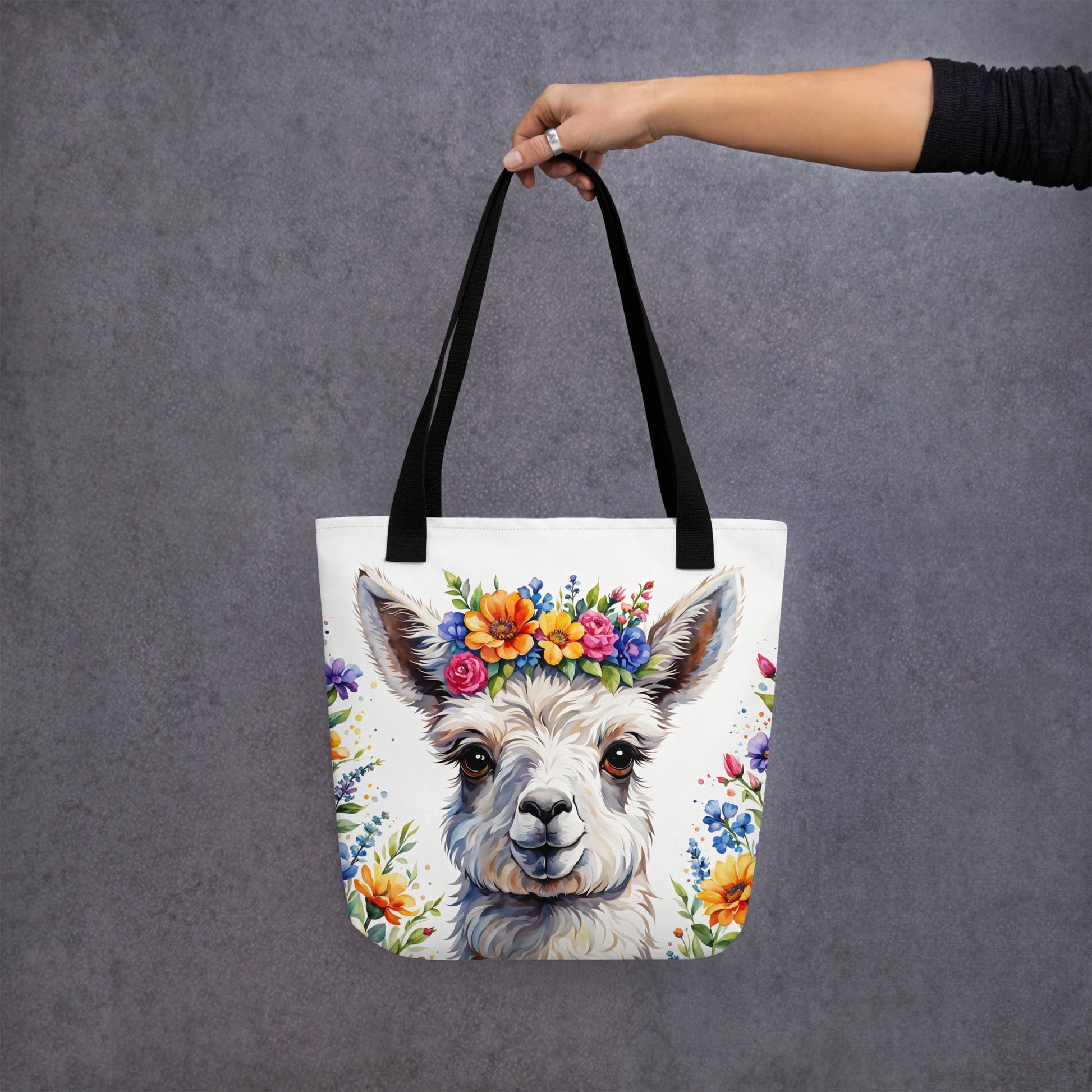 Cute Llama With Flowers Tote Bag - Tote Bags - Discovery Co.