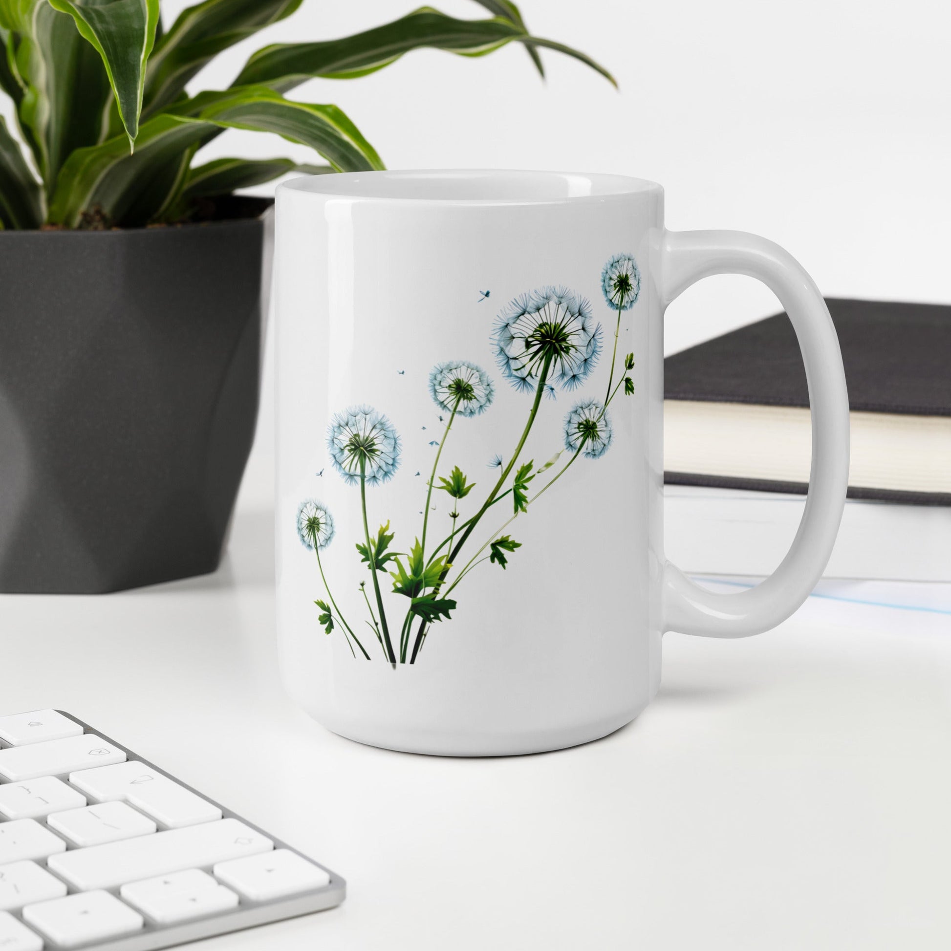 Dandelions White Glossy Mug (11 oz, 15 oz, and 20 oz) - Mugs - Discovery Co.