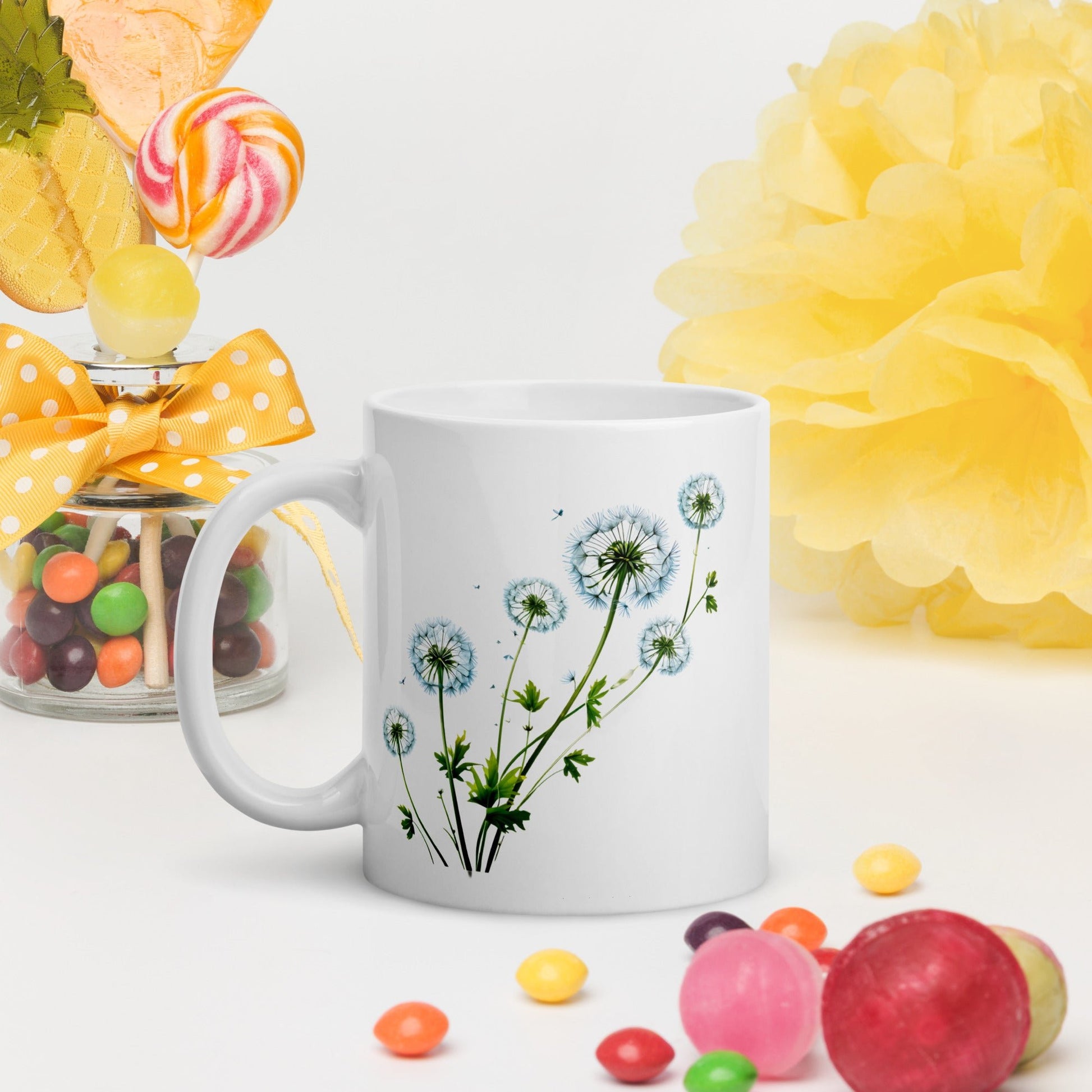 Dandelions White Glossy Mug (11 oz, 15 oz, and 20 oz) - Mugs - Discovery Co.