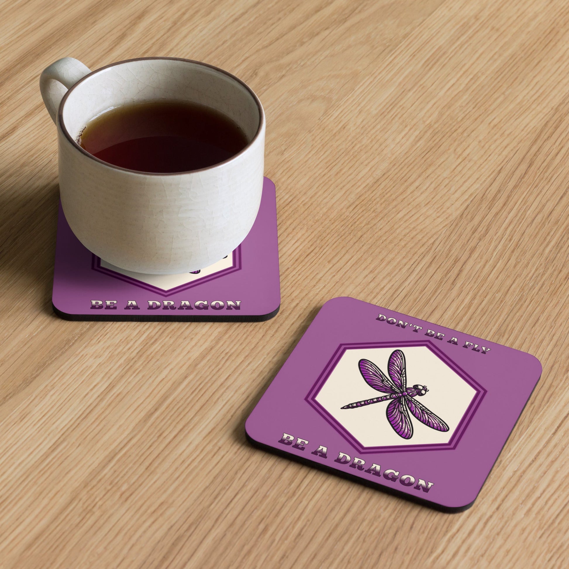 Don't Be A Fly Be A Dragon Cork - Back Coaster - Coasters - Discovery Co.