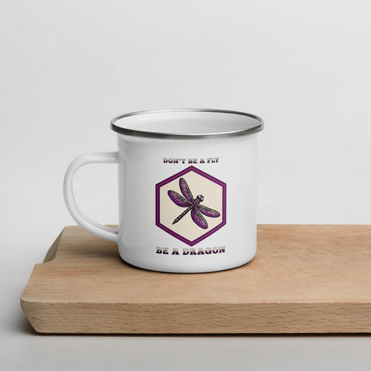 Don't Be A Fly Be A Dragon Enamel Mug - Mugs - Discovery Co.