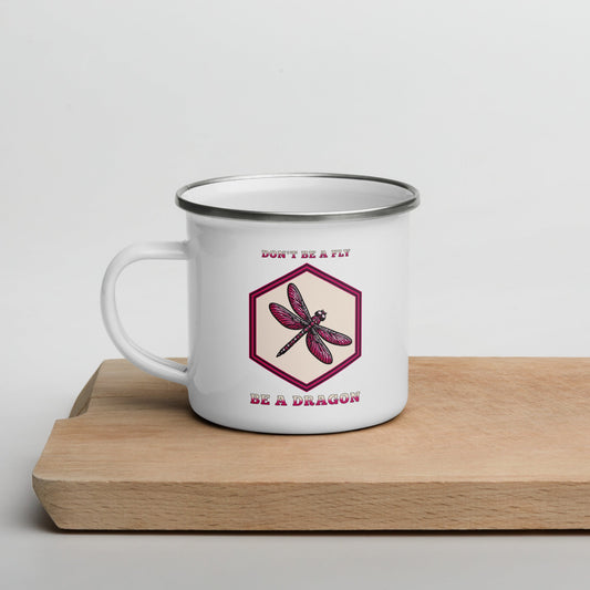 Don't Be A Fly Be A Dragon II Enamel Mug - Mugs - Discovery Co.