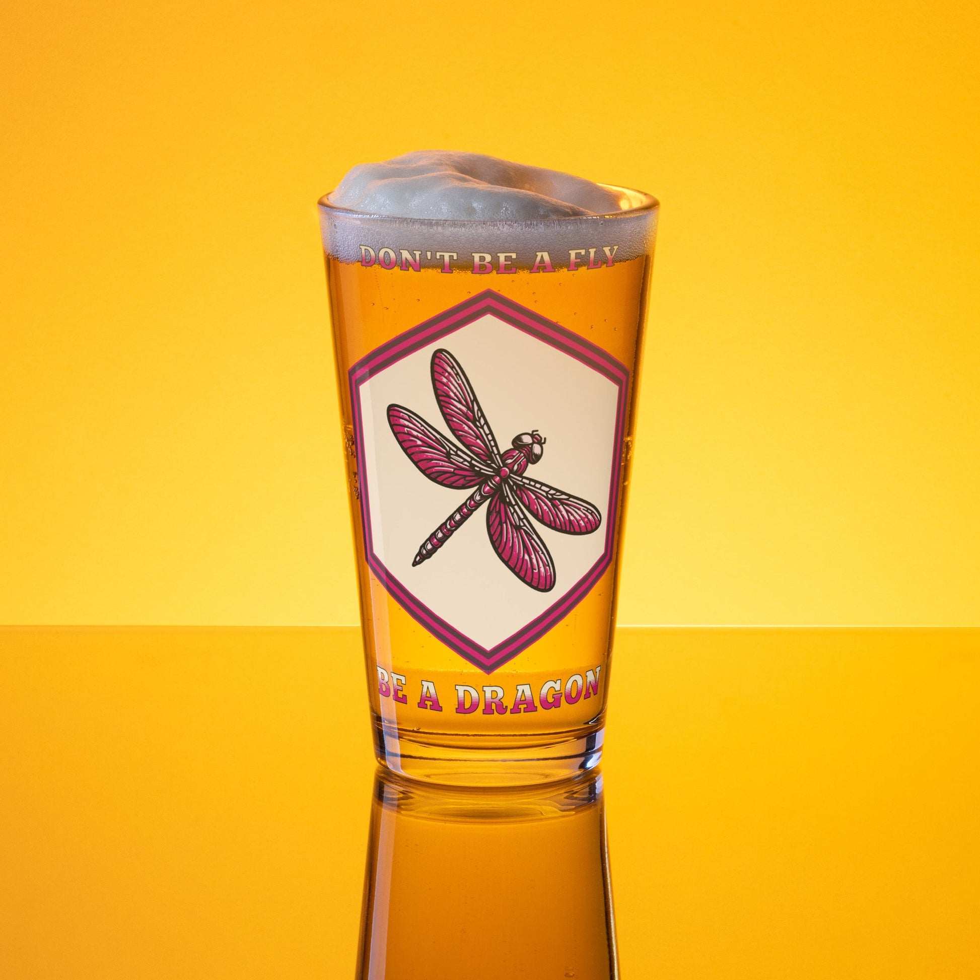 Don't Be A Fly Be A Dragon II Pint Glass - Beer Glass - Discovery Co.