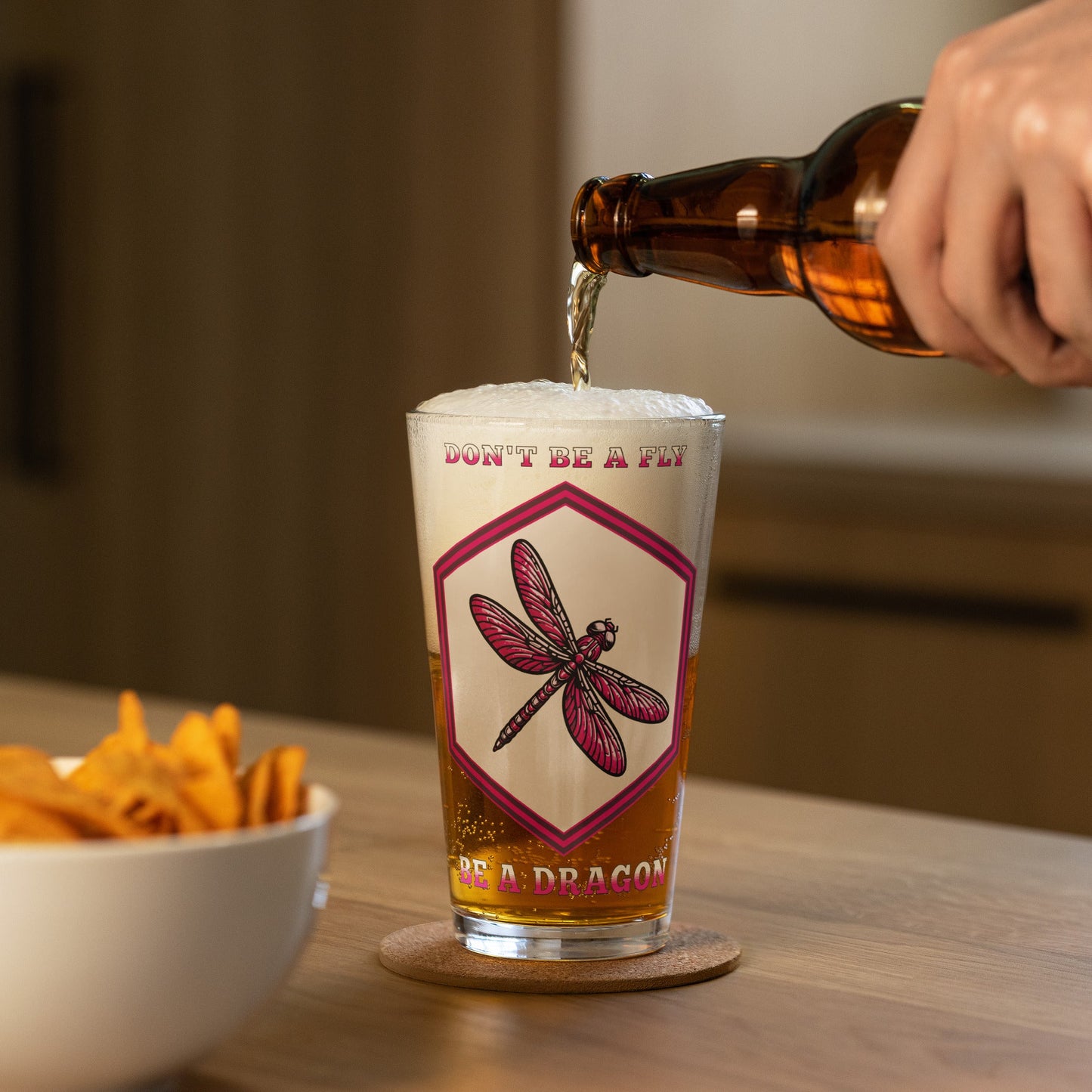 Don't Be A Fly Be A Dragon II Pint Glass - Beer Glass - Discovery Co.