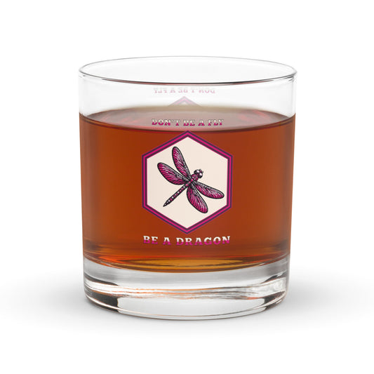 Don't Be A Fly Be A Dragon II Rocks Glass - Rocks Glass - Discovery Co.