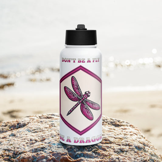 Don't Be A Fly Be A Dragon II Stainless Steel Water Bottle With Straw Lid - Stainless Steel Water Bottle With Straw Lid - Discovery Co.
