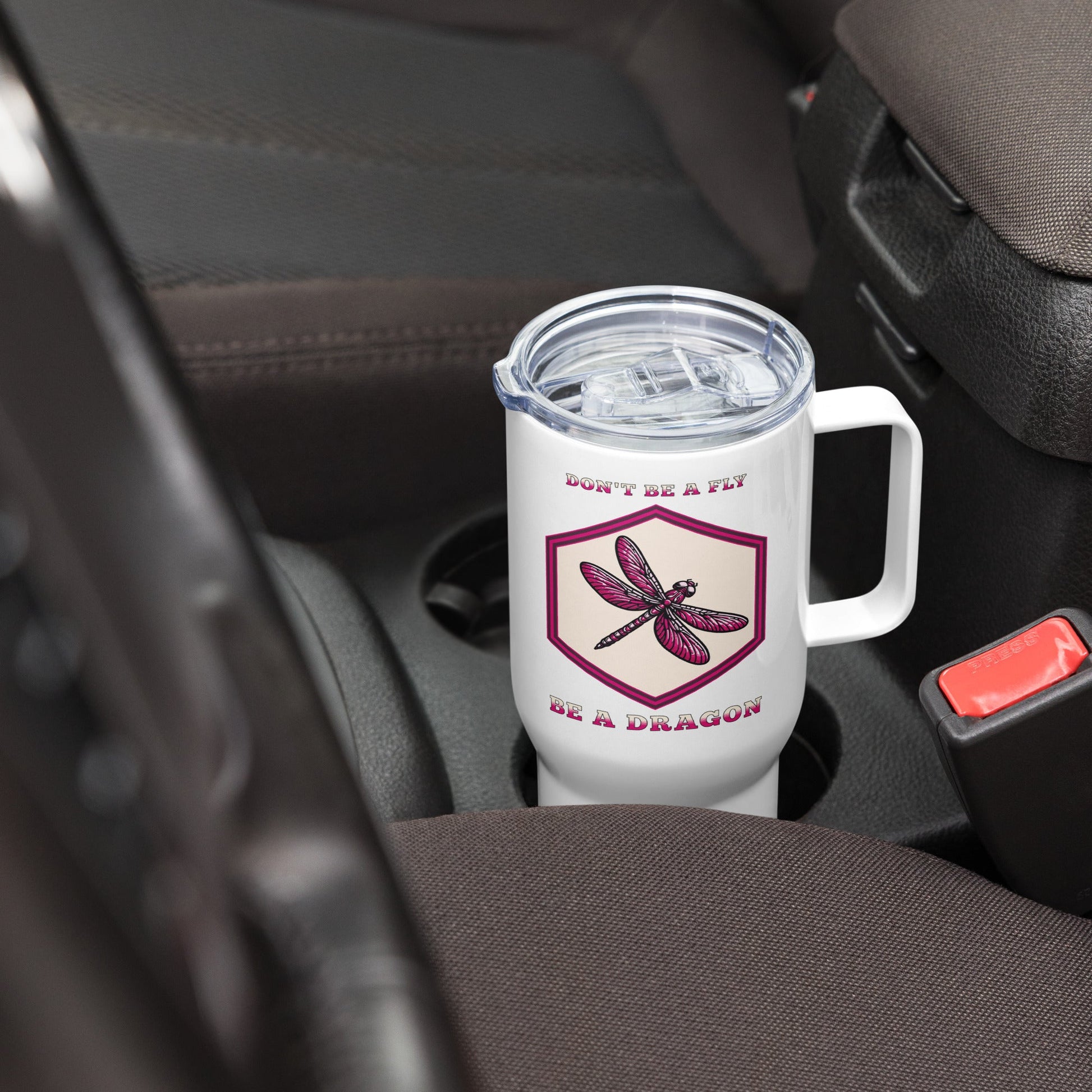 Don't Be A Fly Be A Dragon II Travel Mug With Handle (25 oz and 40 oz) - Travel Mug - Discovery Co.