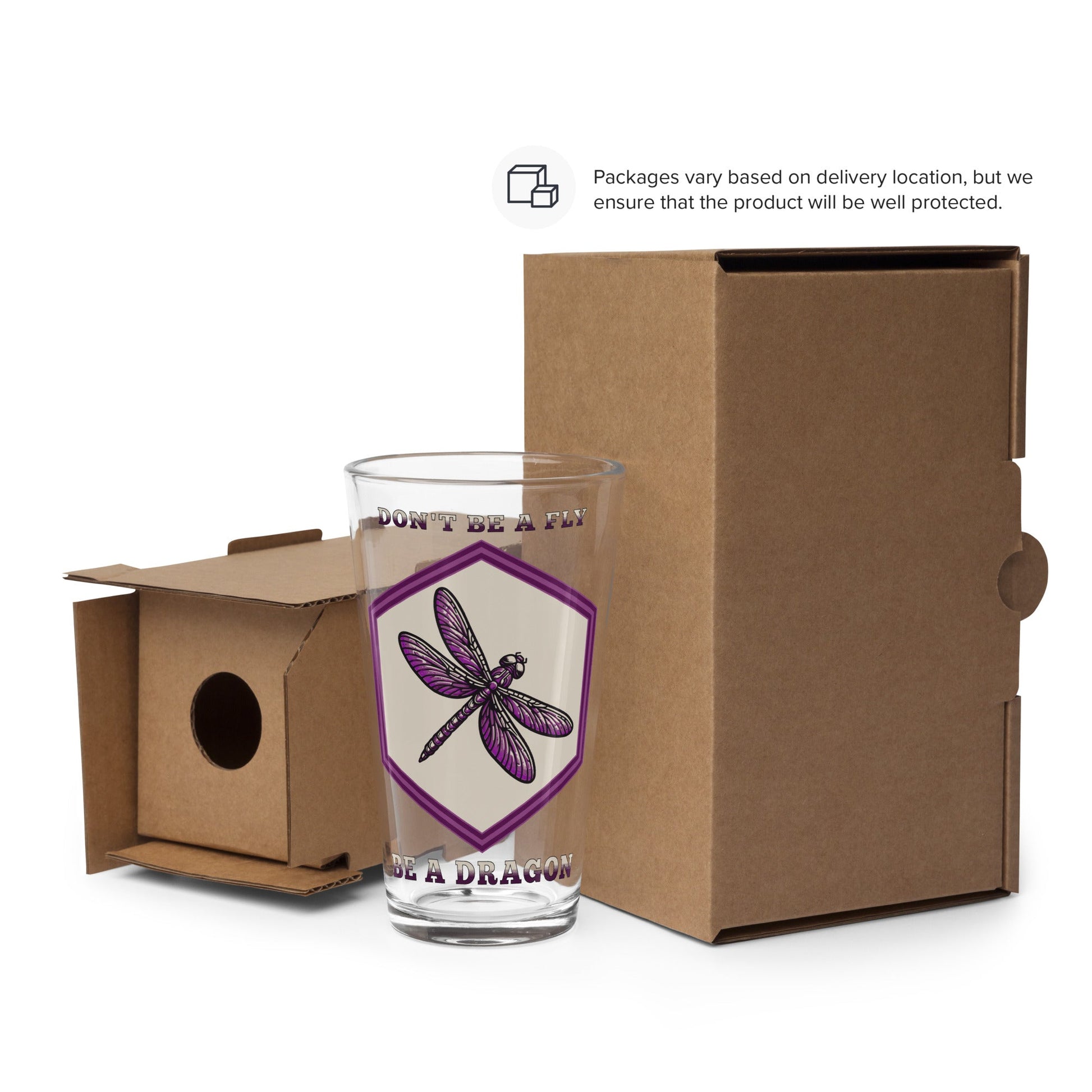 Don't Be A Fly Be A Dragon Pint Glass - Beer Glass - Discovery Co.