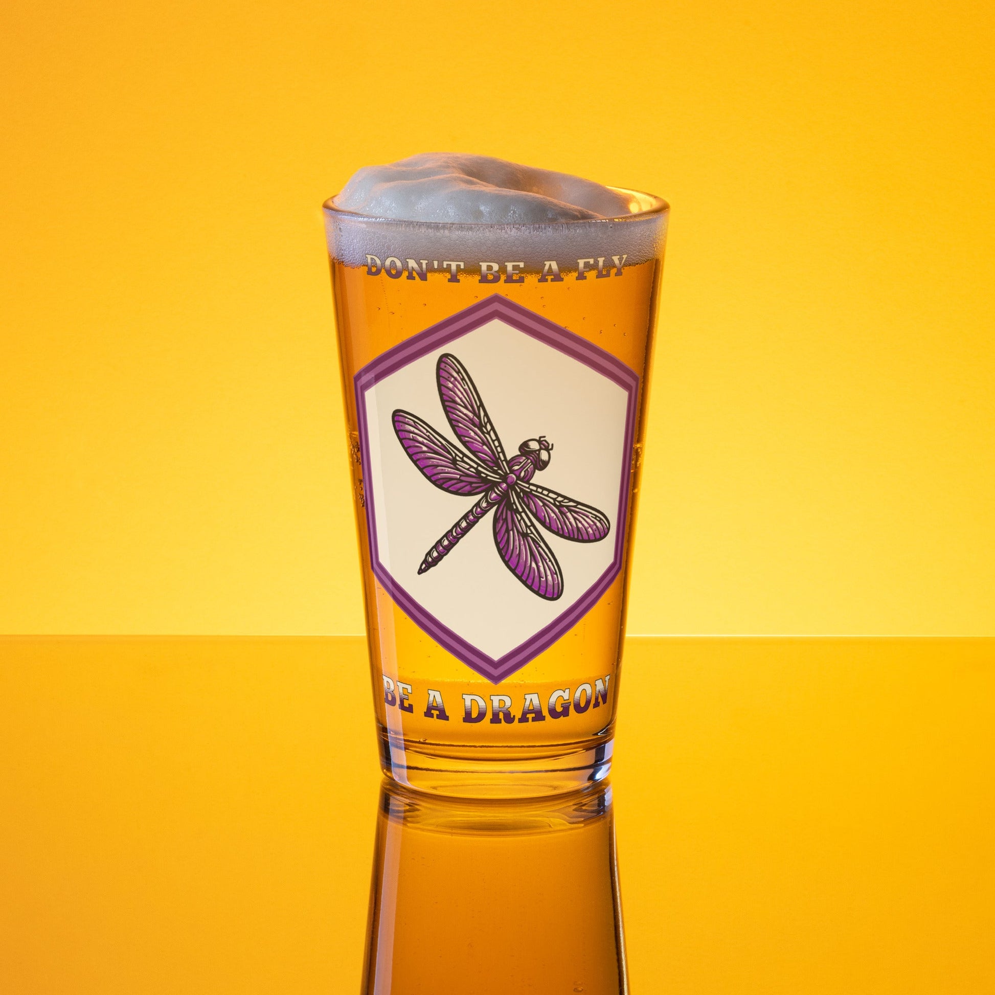Don't Be A Fly Be A Dragon Pint Glass - Beer Glass - Discovery Co.
