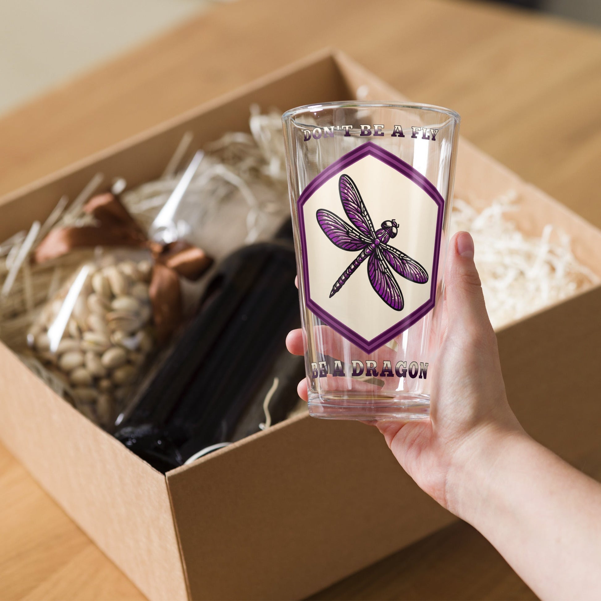 Don't Be A Fly Be A Dragon Pint Glass - Beer Glass - Discovery Co.