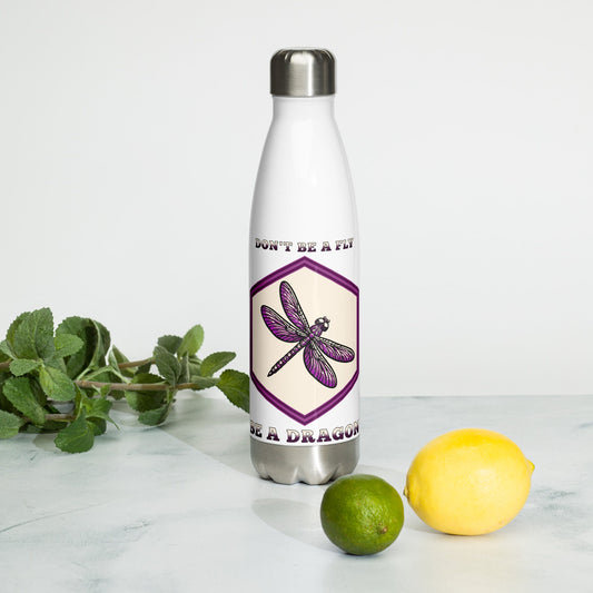 Don't Be A Fly Be A Dragon Stainless Steel Water Bottle - Stainless Steel Water Bottle - Discovery Co.