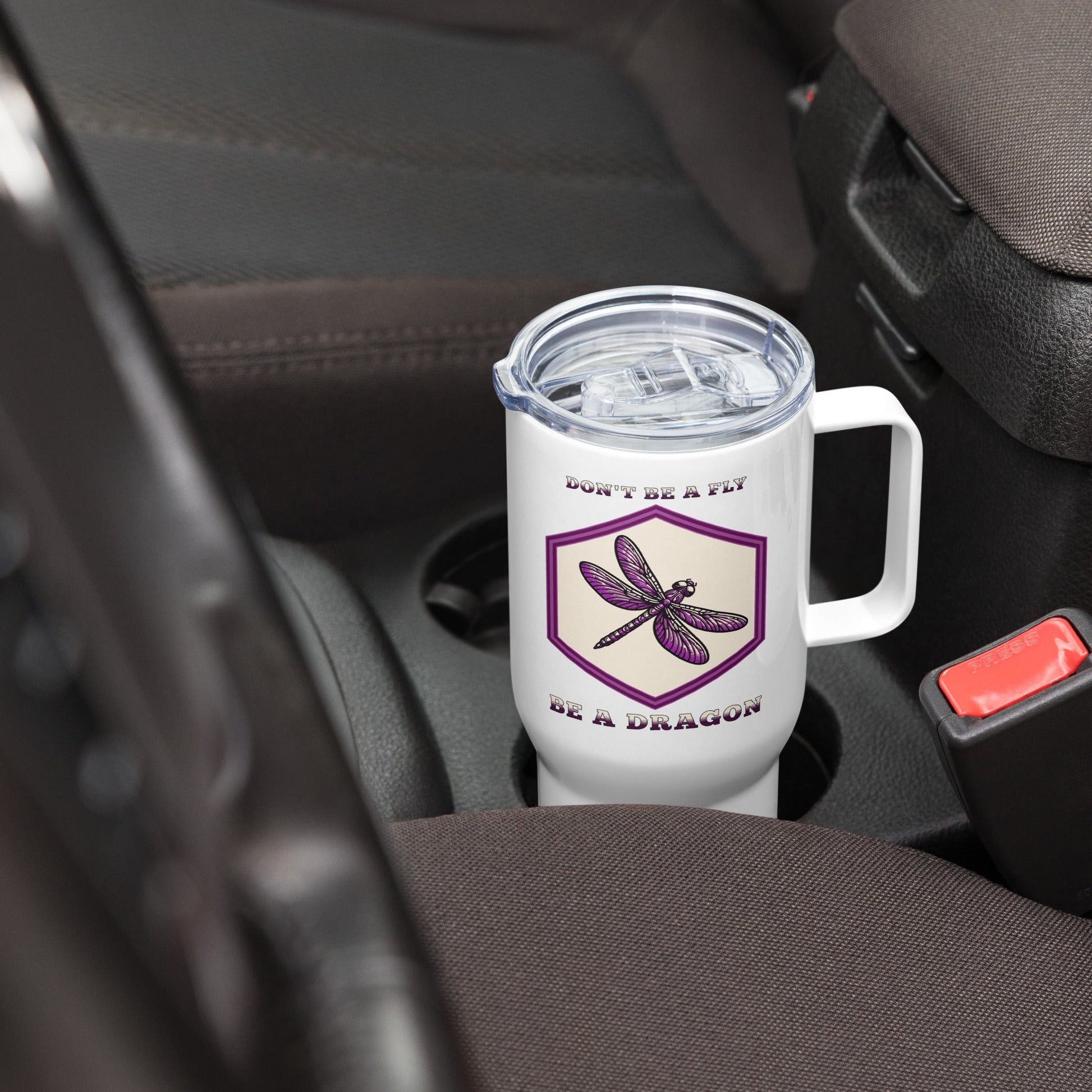 Don't Be A Fly Be A Dragon Travel Mug With Handle (25 oz and 40 oz) - Travel Mug - Discovery Co.